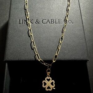 Lucky Hear Clover Charm Necklace | Paperclip Chain | Gold Plated SS